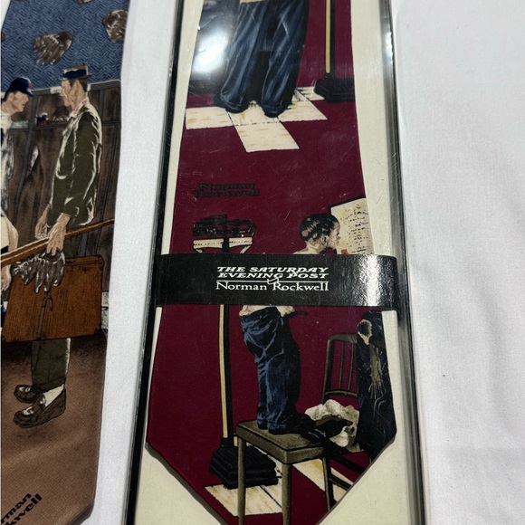3 VINTAGE NORMAN ROCKWELL SILK TIES. DOCTOR, GOLFER, & BOSTON RED SOCKS BASEBALL - Picture 3 of 7